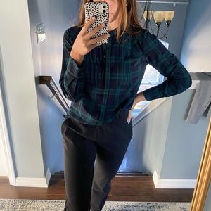 Blue and Green Plaid Blouse